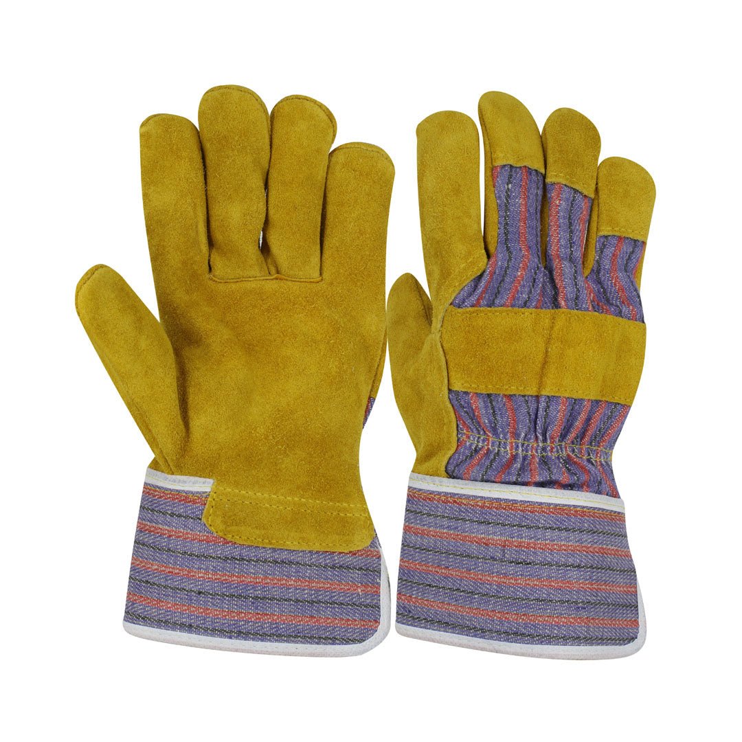 Split Leather Gloves with Denim Back and Rubberized Cuff - Hand One Industry