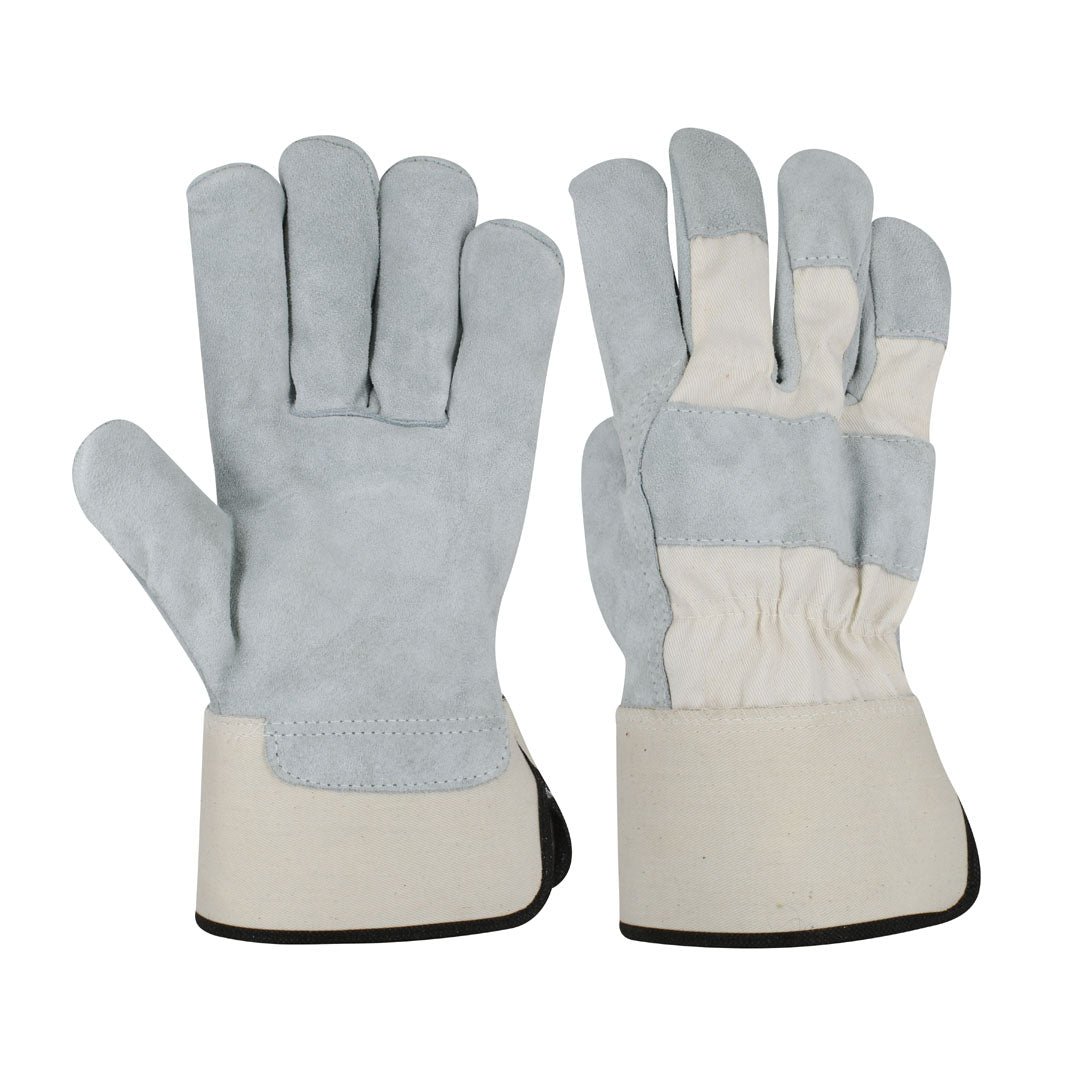 Split Leather Gloves with Denim Back and Rubberized Cuff - Hand One Industry